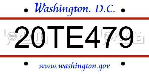 20TE479 District Of Columbia License Plate