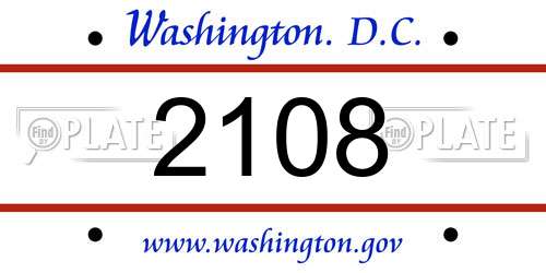 2108 District Of Columbia License Plate