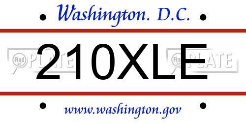 210XLE District Of Columbia License Plate