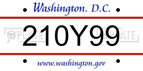 210Y99 District Of Columbia License Plate