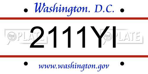 2111YI District Of Columbia License Plate