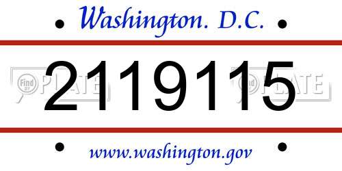 2119115 District Of Columbia License Plate