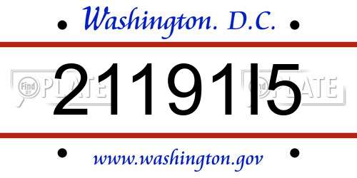21191I5 District Of Columbia License Plate