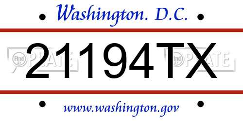 21194TX District Of Columbia License Plate