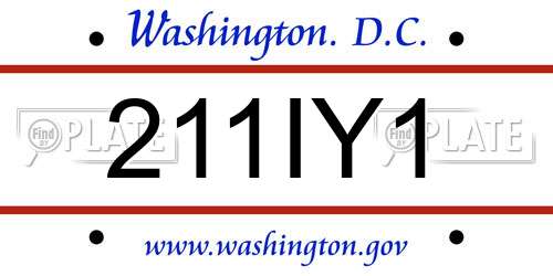 211IY1 District Of Columbia License Plate