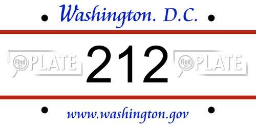 212 District Of Columbia License Plate
