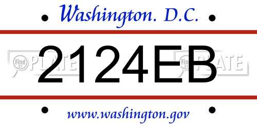 2124EB District Of Columbia License Plate