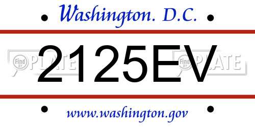 2125EV District Of Columbia License Plate