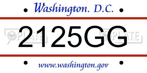 2125GG District Of Columbia License Plate