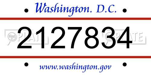 2127834 District Of Columbia License Plate