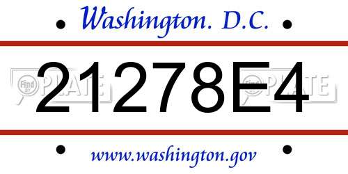 21278E4 District Of Columbia License Plate