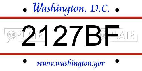 2127BF District Of Columbia License Plate