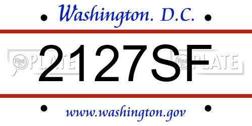 2127SF District Of Columbia License Plate