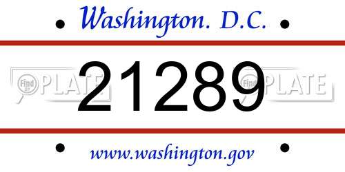 21289 District Of Columbia License Plate