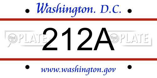 212A District Of Columbia License Plate