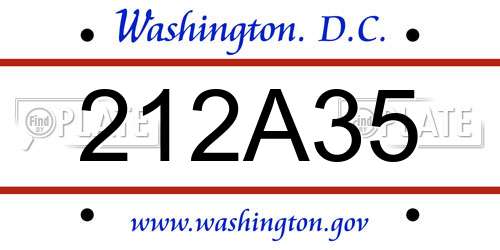 212A35 District Of Columbia License Plate