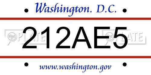 212AE5 District Of Columbia License Plate