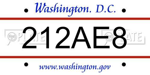 212AE8 District Of Columbia License Plate