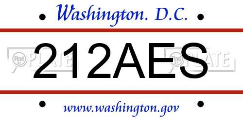 212AES District Of Columbia License Plate