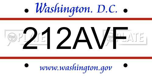 212AVF District Of Columbia License Plate