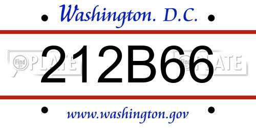 212B66 District Of Columbia License Plate