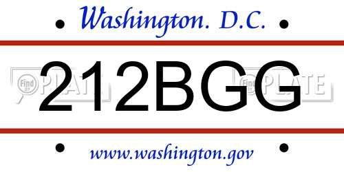 212BGG District Of Columbia License Plate