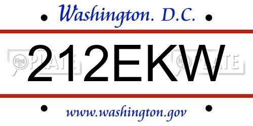 212EKW District Of Columbia License Plate