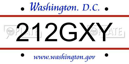 212GXY District Of Columbia License Plate