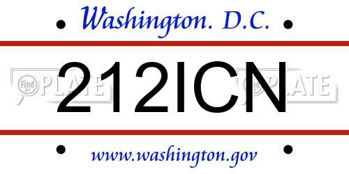 212ICN District Of Columbia License Plate