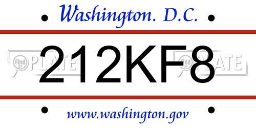 212KF8 District Of Columbia License Plate