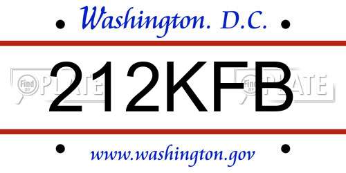 212KFB District Of Columbia License Plate