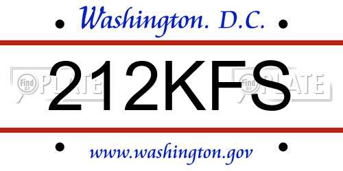 212KFS District Of Columbia License Plate