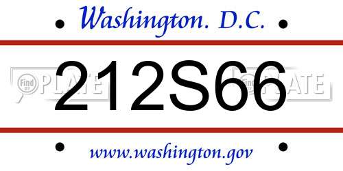 212S66 District Of Columbia License Plate