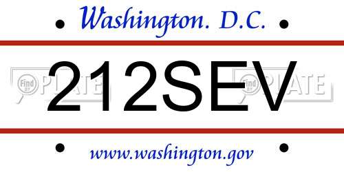 212SEV District Of Columbia License Plate