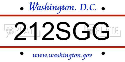 212SGG District Of Columbia License Plate