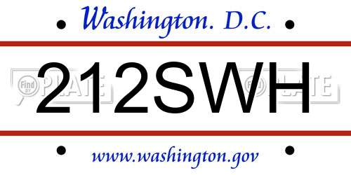 212SWH District Of Columbia License Plate