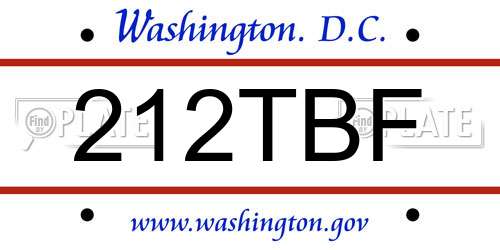 212TBF District Of Columbia License Plate