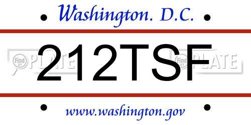 212TSF District Of Columbia License Plate