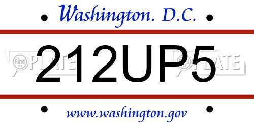 212UP5 District Of Columbia License Plate