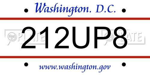 212UP8 District Of Columbia License Plate