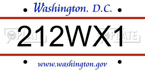 212WX1 District Of Columbia License Plate