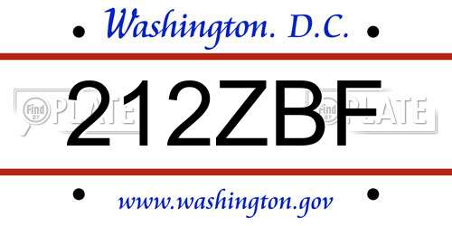 212ZBF District Of Columbia License Plate