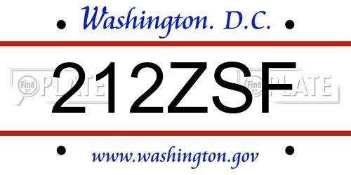 212ZSF District Of Columbia License Plate