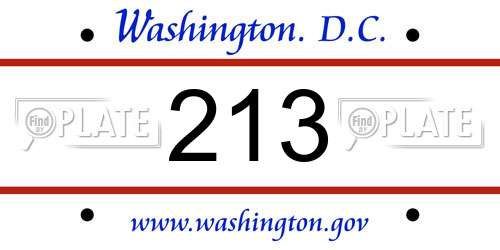 213 District Of Columbia License Plate