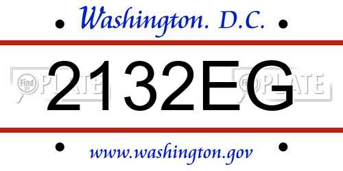 2132EG District Of Columbia License Plate