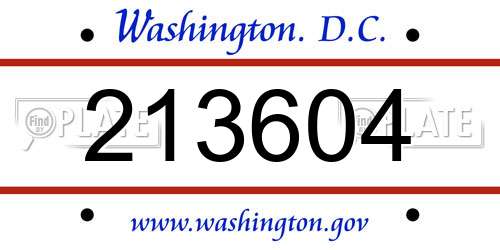213604 District Of Columbia License Plate