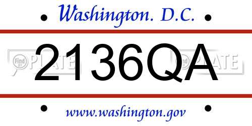 2136QA District Of Columbia License Plate