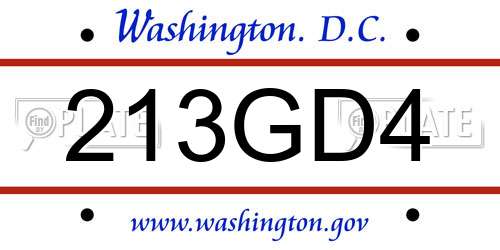 213GD4 District Of Columbia License Plate