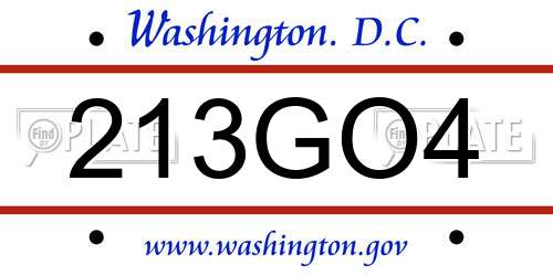 213GO4 District Of Columbia License Plate