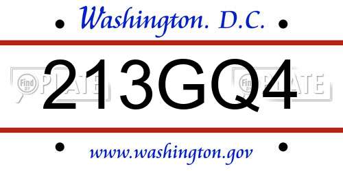 213GQ4 District Of Columbia License Plate